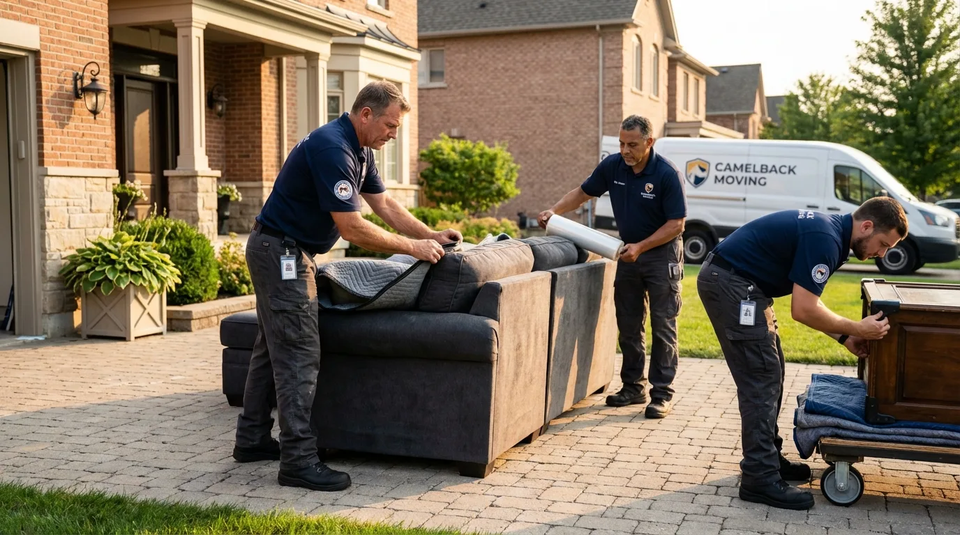 Large estate moving crew wrapping furniture in Luzerne, PA